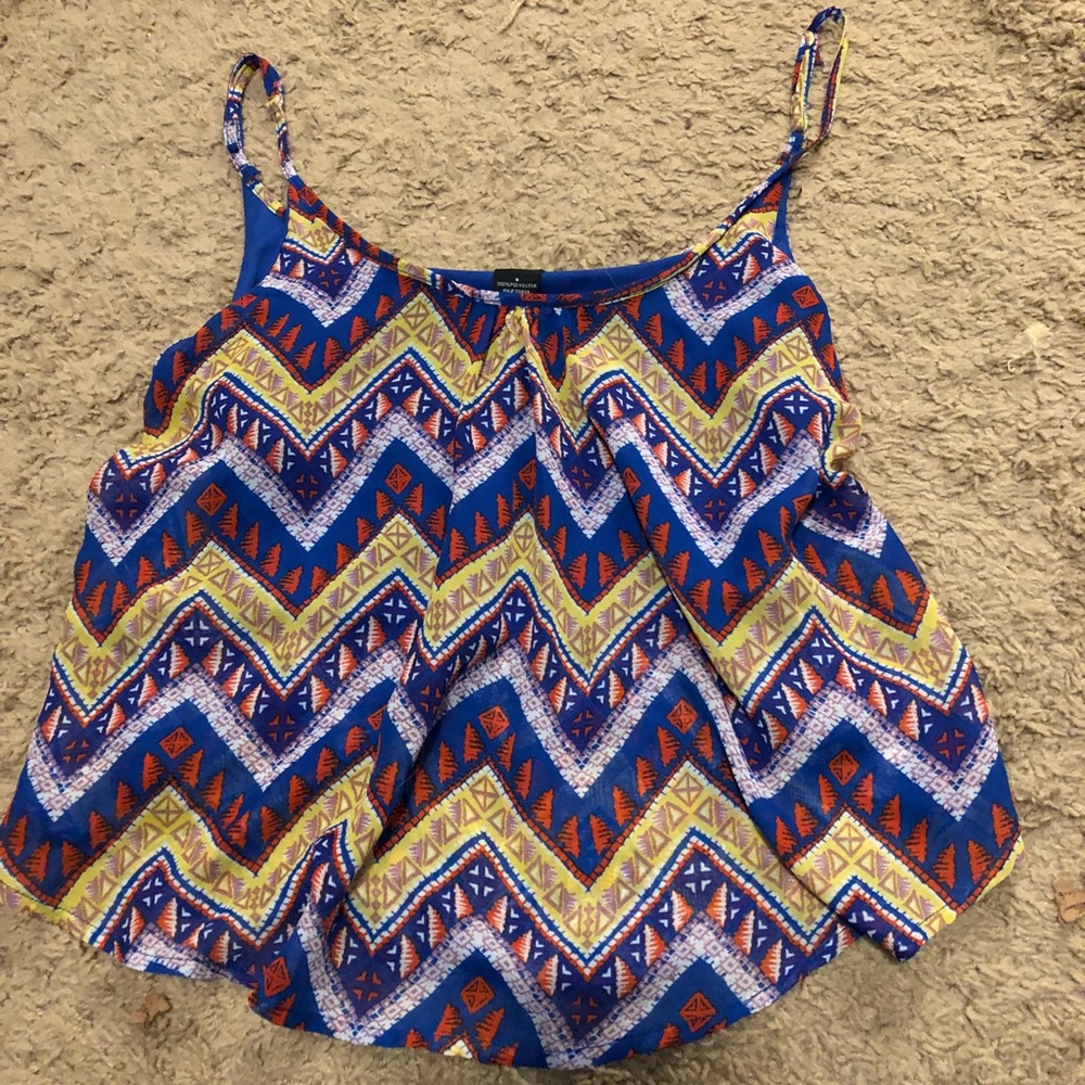Geometric color spaghetti strap crop top